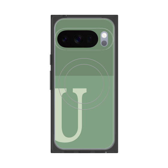 プレミアムスクエアケース with Pixelsnap［ オリジナル - initial two tone - U green ］