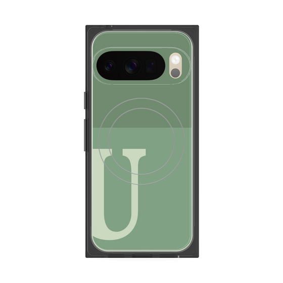 プレミアムスクエアケース with Pixelsnap［ オリジナル - initial two tone - U green ］