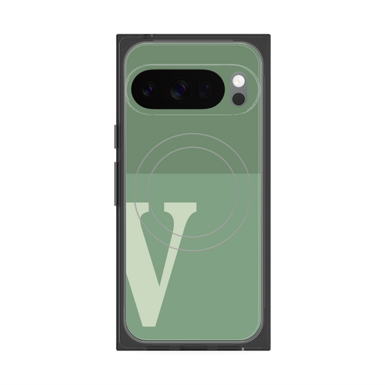 プレミアムスクエアケース with Pixelsnap［ オリジナル - initial two tone - V green ］