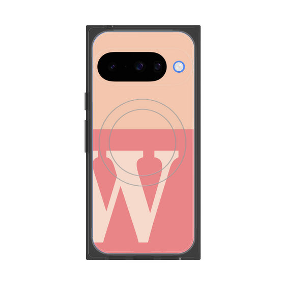 プレミアムスクエアケース with Pixelsnap［ オリジナル - initial two tone - W pink ］