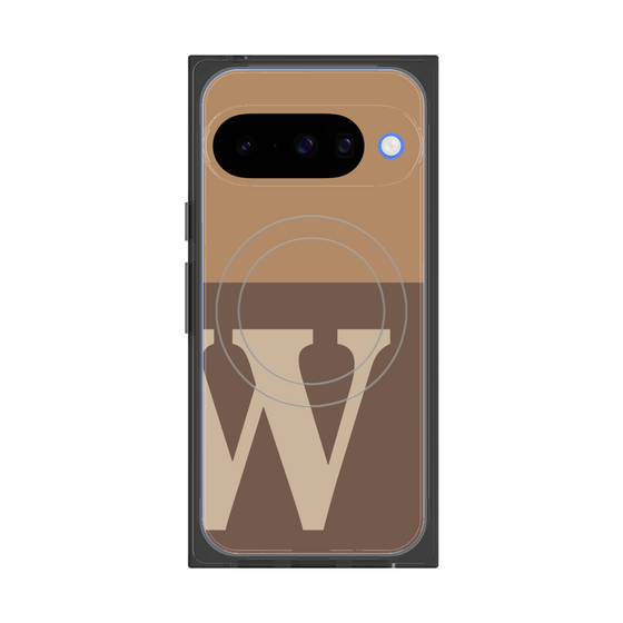 プレミアムスクエアケース with Pixelsnap［ オリジナル - initial two tone - W brown ］