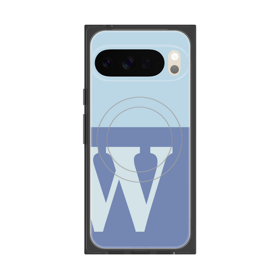 プレミアムスクエアケース with Pixelsnap［ オリジナル - initial two tone - W blue ］