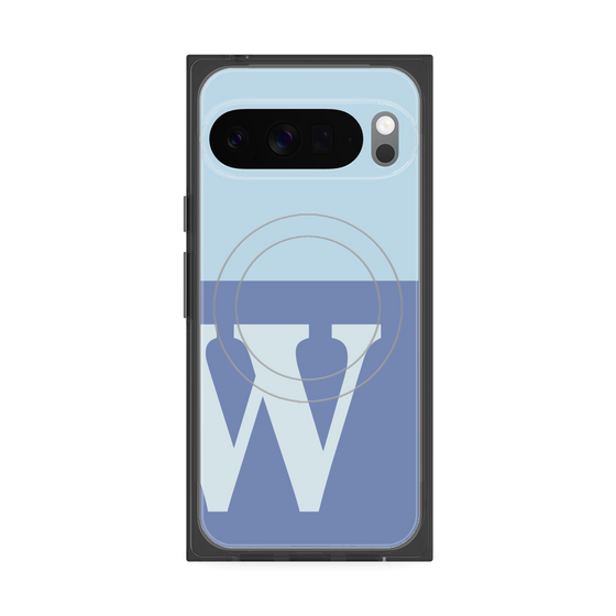 プレミアムスクエアケース with Pixelsnap［ オリジナル - initial two tone - W blue ］