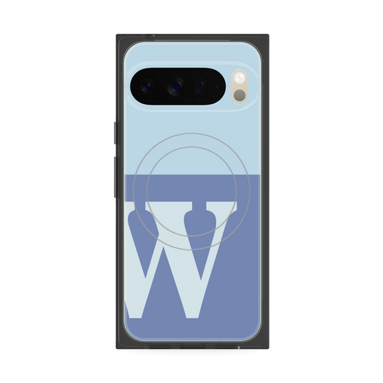 プレミアムスクエアケース with Pixelsnap［ オリジナル - initial two tone - W blue ］