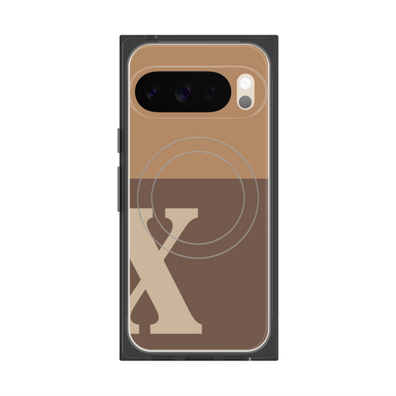 プレミアムスクエアケース with Pixelsnap［ オリジナル - initial two tone - X brown ］