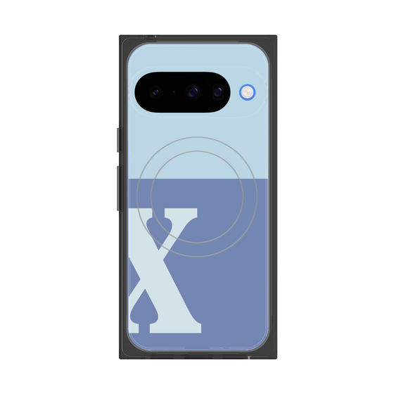 プレミアムスクエアケース with Pixelsnap［ オリジナル - initial two tone - X blue ］