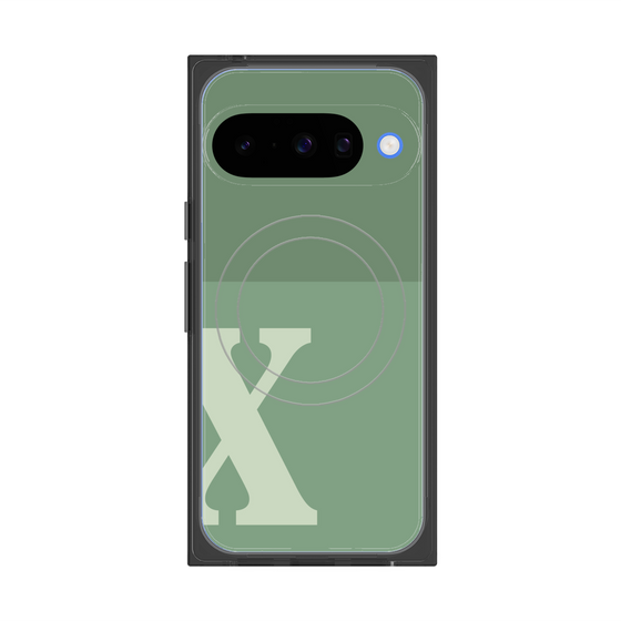 プレミアムスクエアケース with Pixelsnap［ オリジナル - initial two tone - X green ］