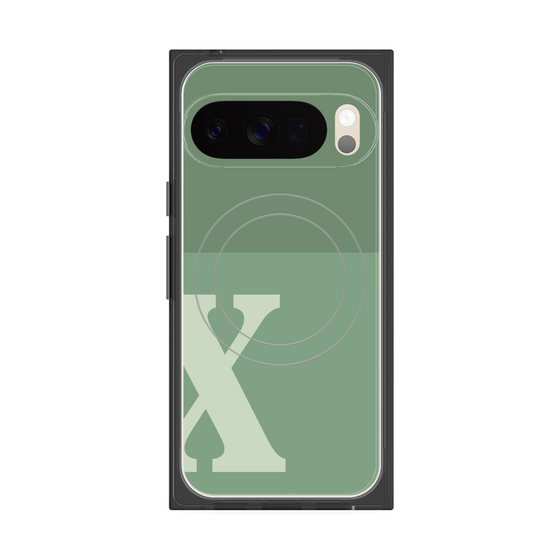 プレミアムスクエアケース with Pixelsnap［ オリジナル - initial two tone - X green ］