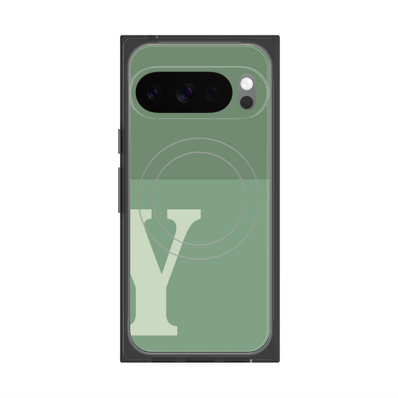 プレミアムスクエアケース with Pixelsnap［ オリジナル - initial two tone - Y green ］