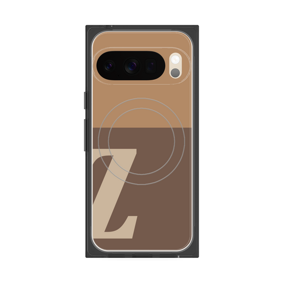 プレミアムスクエアケース with Pixelsnap［ オリジナル - initial two tone - Z brown ］