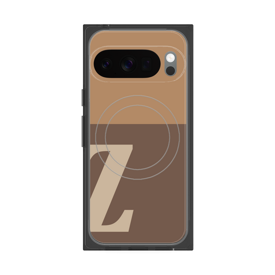 プレミアムスクエアケース with Pixelsnap［ オリジナル - initial two tone - Z brown ］
