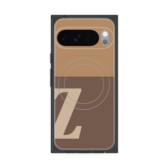 プレミアムスクエアケース with Pixelsnap［ オリジナル - initial two tone - Z brown ］