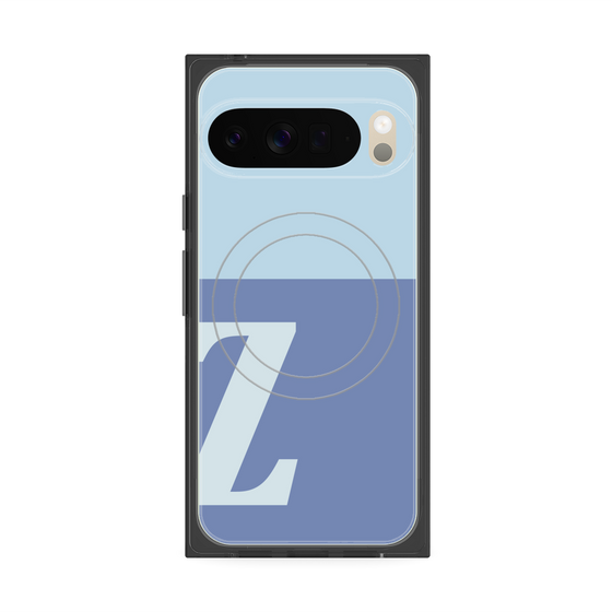プレミアムスクエアケース with Pixelsnap［ オリジナル - initial two tone - Z blue ］