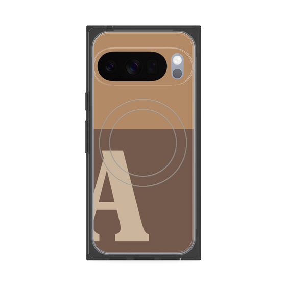 プレミアムスクエアケース with Pixelsnap［ オリジナル - initial two tone - A brown ］
