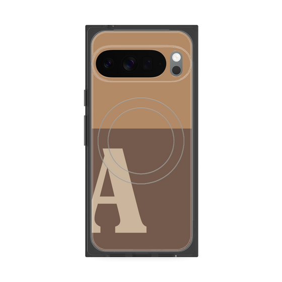 プレミアムスクエアケース with Pixelsnap［ オリジナル - initial two tone - A brown ］