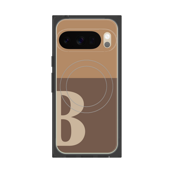 プレミアムスクエアケース with Pixelsnap［ オリジナル - initial two tone - B brown ］