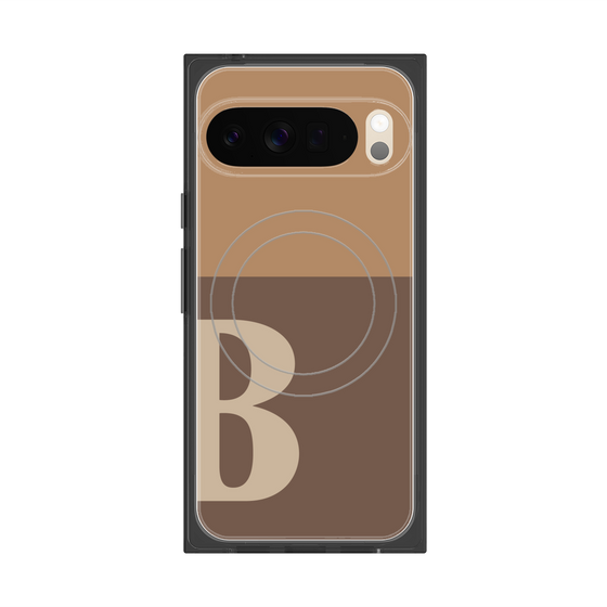 プレミアムスクエアケース with Pixelsnap［ オリジナル - initial two tone - B brown ］