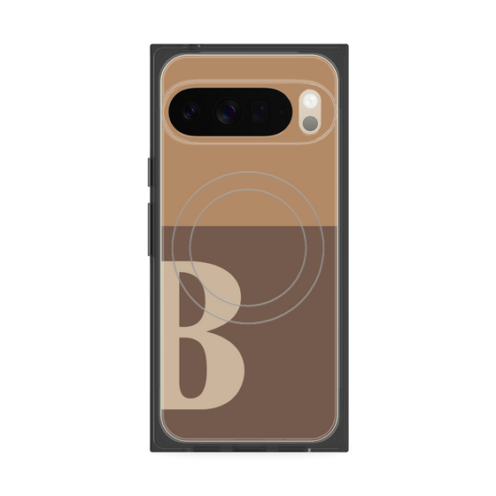 プレミアムスクエアケース with Pixelsnap［ オリジナル - initial two tone - B brown ］