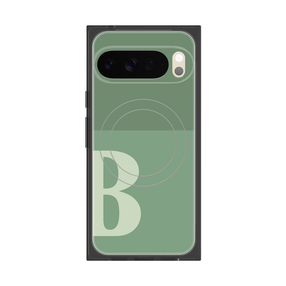 プレミアムスクエアケース with Pixelsnap［ オリジナル - initial two tone - B green ］