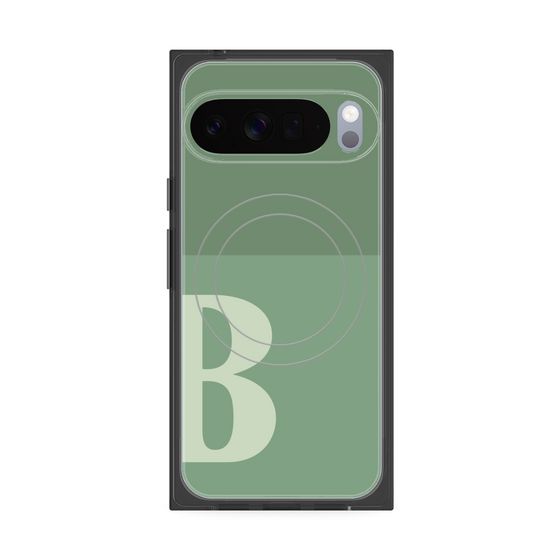 プレミアムスクエアケース with Pixelsnap［ オリジナル - initial two tone - B green ］