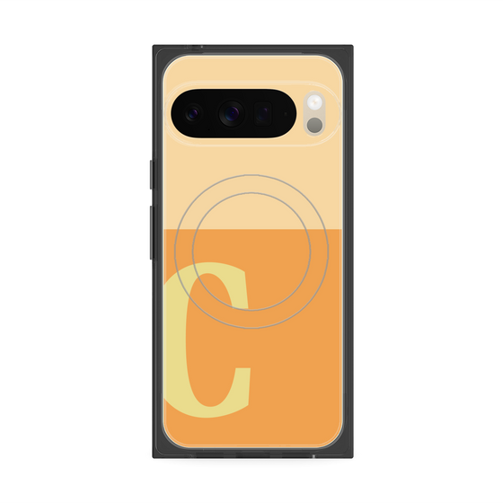 プレミアムスクエアケース with Pixelsnap［ オリジナル - initial two tone - C orange ］