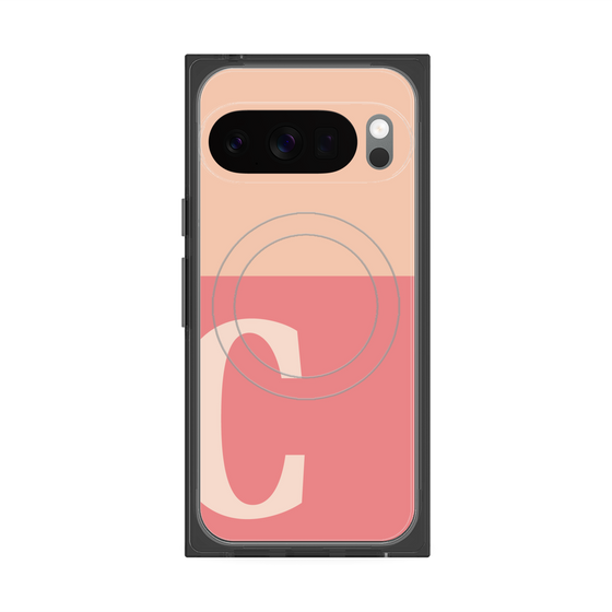 プレミアムスクエアケース with Pixelsnap［ オリジナル - initial two tone - C pink ］