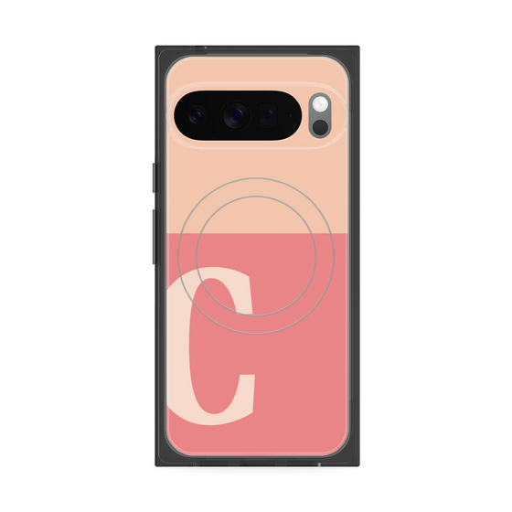 プレミアムスクエアケース with Pixelsnap［ オリジナル - initial two tone - C pink ］