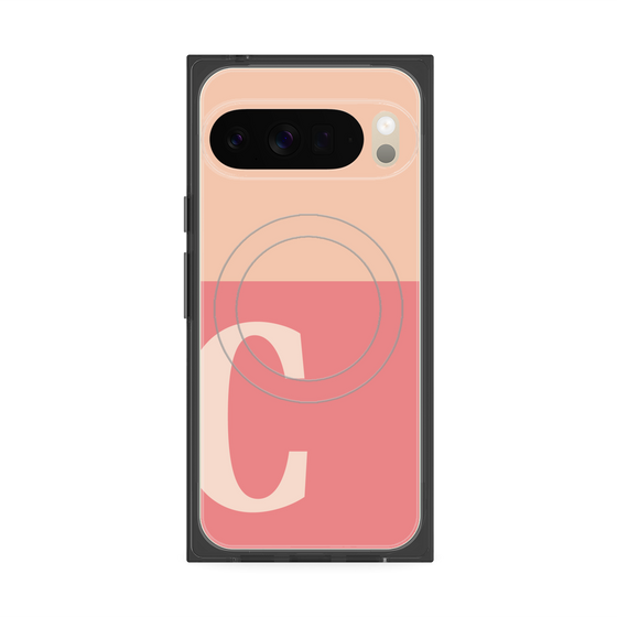 プレミアムスクエアケース with Pixelsnap［ オリジナル - initial two tone - C pink ］