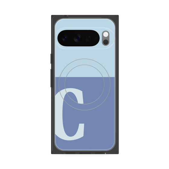 プレミアムスクエアケース with Pixelsnap［ オリジナル - initial two tone - C blue ］