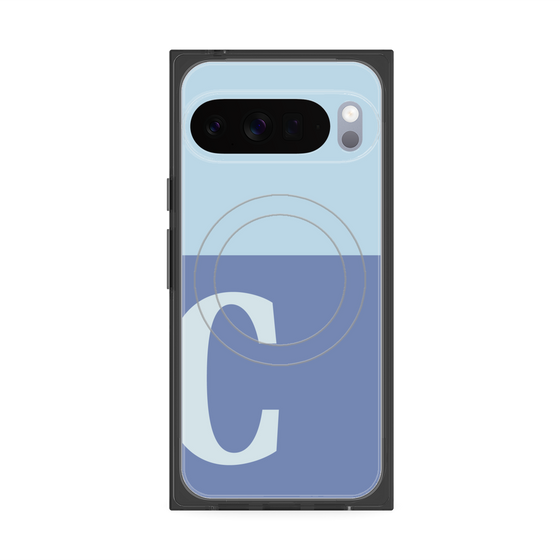 プレミアムスクエアケース with Pixelsnap［ オリジナル - initial two tone - C blue ］