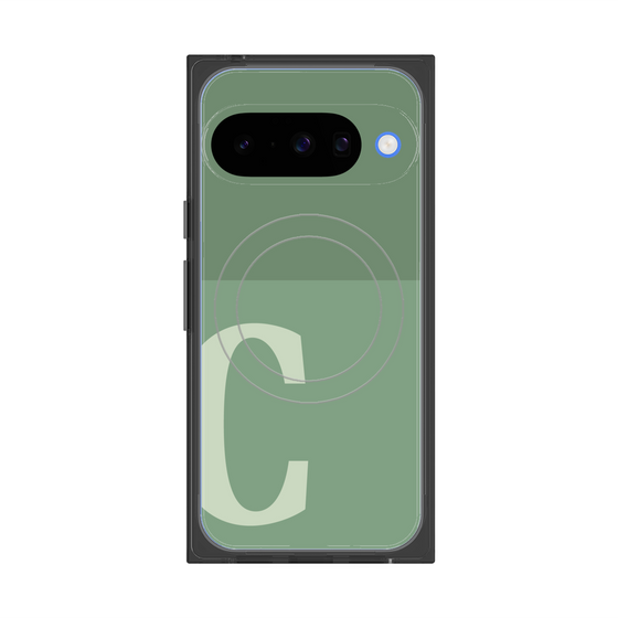 プレミアムスクエアケース with Pixelsnap［ オリジナル - initial two tone - C green ］