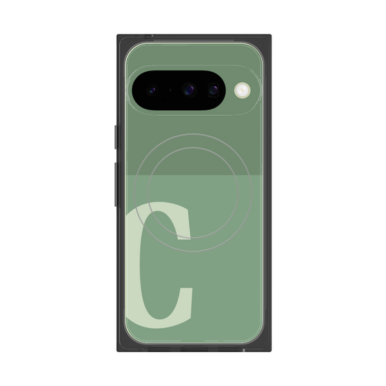 プレミアムスクエアケース with Pixelsnap［ オリジナル - initial two tone - C green ］