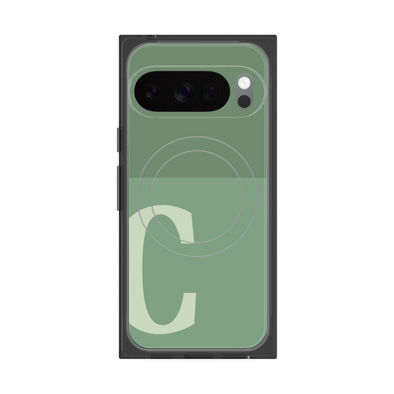 プレミアムスクエアケース with Pixelsnap［ オリジナル - initial two tone - C green ］