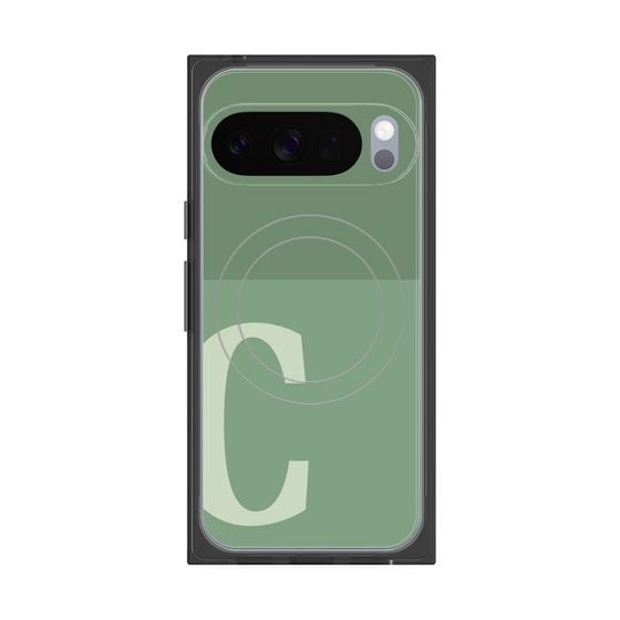 プレミアムスクエアケース with Pixelsnap［ オリジナル - initial two tone - C green ］