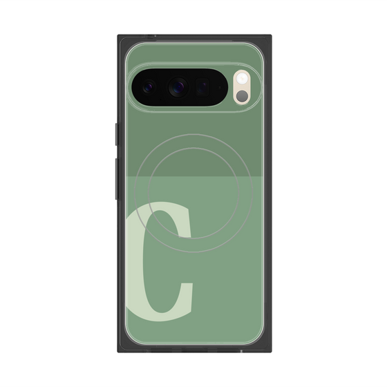 プレミアムスクエアケース with Pixelsnap［ オリジナル - initial two tone - C green ］