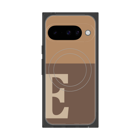 プレミアムスクエアケース with Pixelsnap［ オリジナル - initial two tone - E brown ］