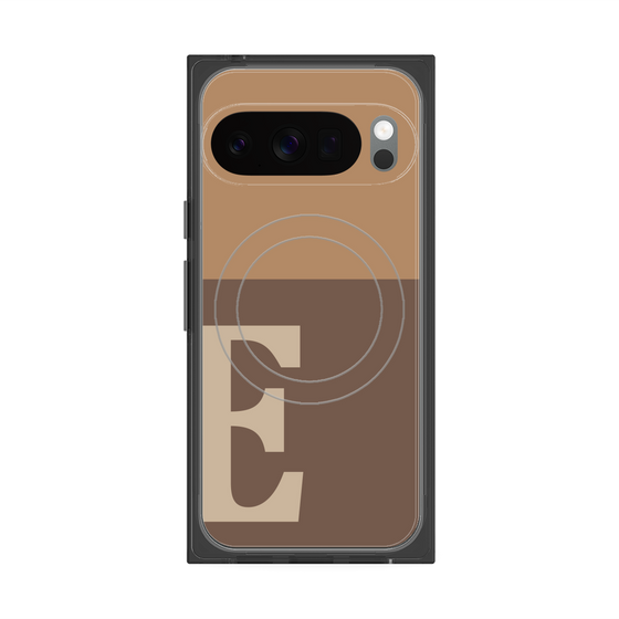 プレミアムスクエアケース with Pixelsnap［ オリジナル - initial two tone - E brown ］