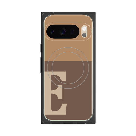 プレミアムスクエアケース with Pixelsnap［ オリジナル - initial two tone - E brown ］