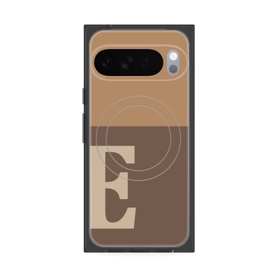 プレミアムスクエアケース with Pixelsnap［ オリジナル - initial two tone - E brown ］