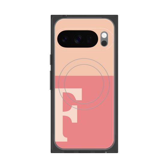 プレミアムスクエアケース with Pixelsnap［ オリジナル - initial two tone - F pink ］