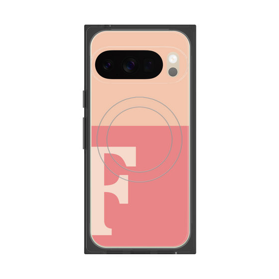 プレミアムスクエアケース with Pixelsnap［ オリジナル - initial two tone - F pink ］