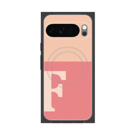 プレミアムスクエアケース with Pixelsnap［ オリジナル - initial two tone - F pink ］