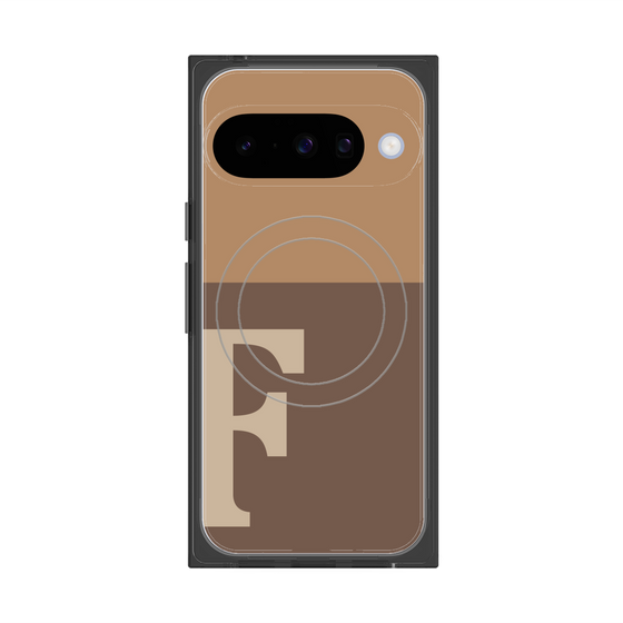 プレミアムスクエアケース with Pixelsnap［ オリジナル - initial two tone - F brown ］