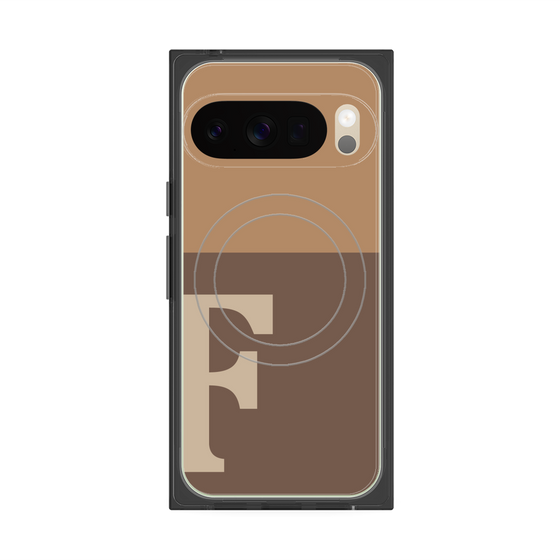 プレミアムスクエアケース with Pixelsnap［ オリジナル - initial two tone - F brown ］