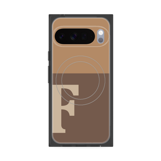 プレミアムスクエアケース with Pixelsnap［ オリジナル - initial two tone - F brown ］