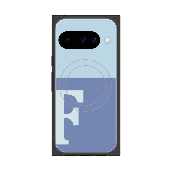 プレミアムスクエアケース with Pixelsnap［ オリジナル - initial two tone - F blue ］