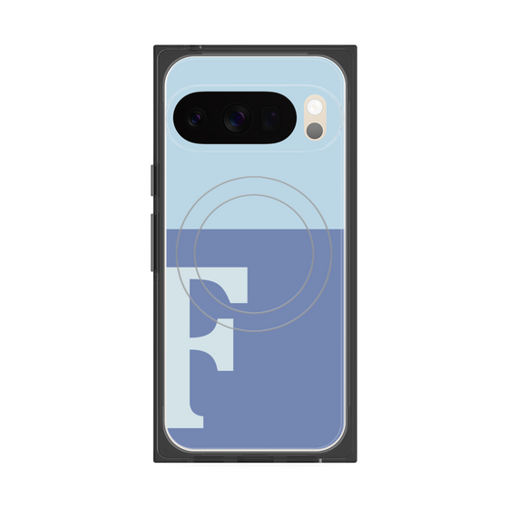 プレミアムスクエアケース with Pixelsnap［ オリジナル - initial two tone - F blue ］