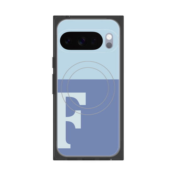 プレミアムスクエアケース with Pixelsnap［ オリジナル - initial two tone - F blue ］