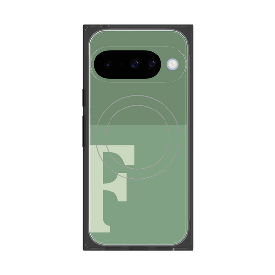 プレミアムスクエアケース with Pixelsnap［ オリジナル - initial two tone - F green ］