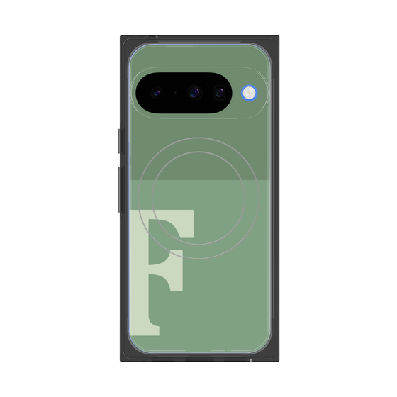 プレミアムスクエアケース with Pixelsnap［ オリジナル - initial two tone - F green ］